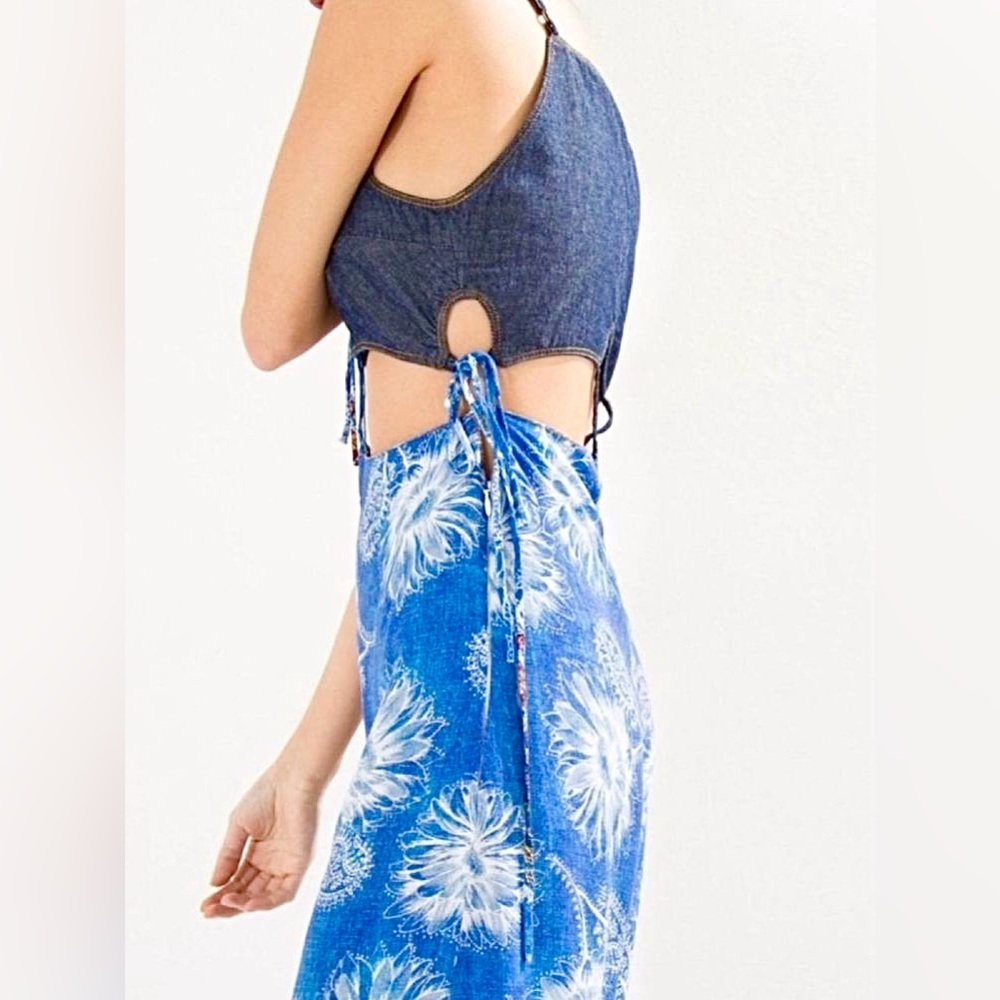 FARM Rio Blue Tie-Dye Floral Wide-Leg Pants - Picture 3 of 9